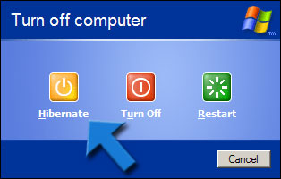 ... want the computer to do drop-down list, select Hibernate and click Ok